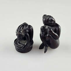 Zwei Katabori-Netsuke / Erotika - Japan, ca. Taish