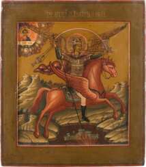 AN ICON SHOWING ST. MICHAEL HORSEMAN OF THE APOCALYPSE