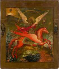 AN ICON SHOWING THE ARCHANGEL ST. MICHAEL AS HORSEMAN OF THE APOCALYPSE