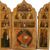 A LARGE TRIPTYCH SHOWING THE ENTHRONED CHRIST, FEASTS AND SELECTED SAINTS - photo 1