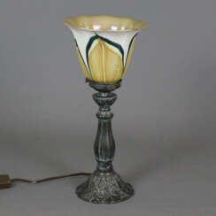 Jugendstil Tischlampe - um 1900/10, floral reliefi