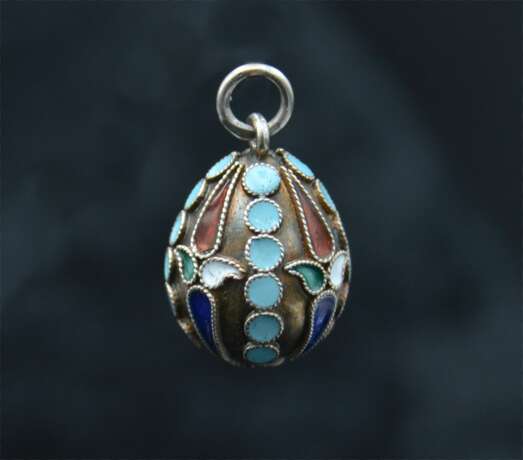 Faberge-style pendant egg Silver Art Nouveau 19th century - photo 1