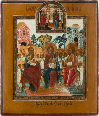 A RARE ICON SHOWING THE THREE PATRIARCHS IN PARADISE - photo 1