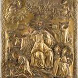 A MONUMENTAL ICON SHOWING THE PROPHET ELIJAH IN THE WILDERNESS WITH OKLAD - photo 1