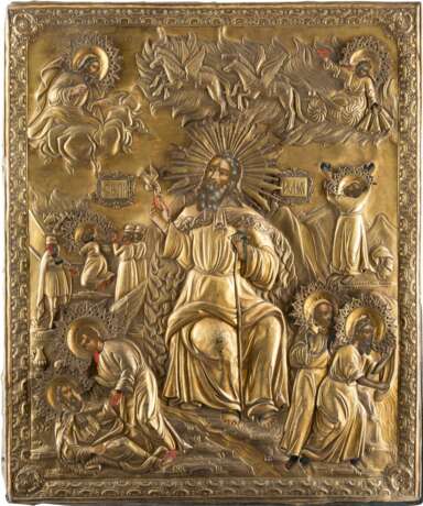 A MONUMENTAL ICON SHOWING THE PROPHET ELIJAH IN THE WILDERNESS WITH OKLAD - фото 1
