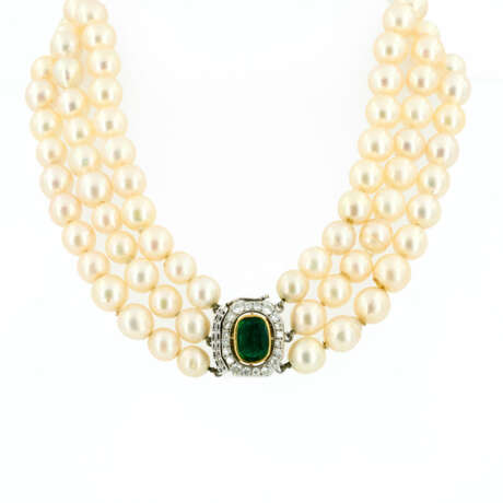 PEARL-EMERALD-DIAMOND-NECKLACE - фото 1