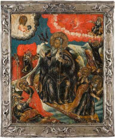 AN ICON SHOWING THE LIFE AND THE ASCENT 0F PROPHET ELIJAH WITH SILVER BASMA - photo 1