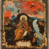 A SIGNED ICON SHOWING THE PROPHET ELIJAH IN THE DESERT AND HIS FIERY ASCENT INTO HEAVEN - фото 1