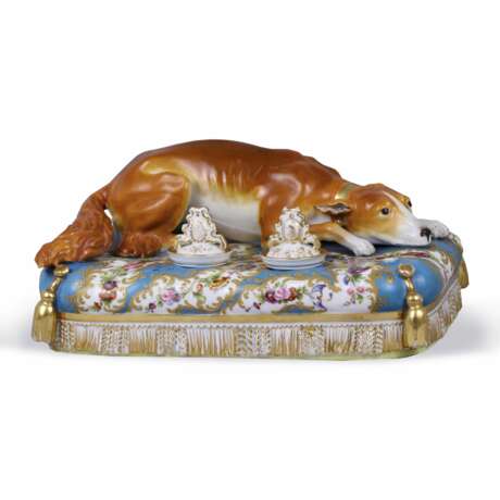 Inkwell Catherine II&rsquo;s Beloved Dog Jacob Petit 1840 Hand Painted Rococo Late 19th century - photo 6