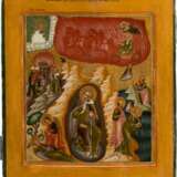 AN ICON SHOWING THE PROPHET ELIJAH IN THE DESERT AND HIS FIERY ASCENT INTO HEAVEN - фото 1