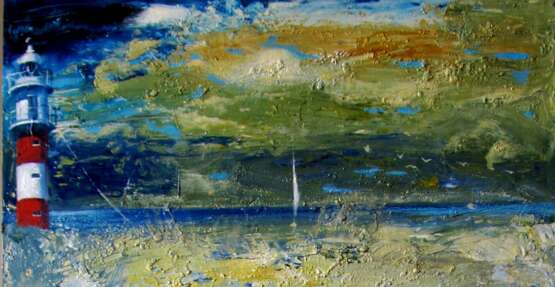 Two and the sea . oil on paper on cardboard Expressionismus Romanticism Ukraine 2024 - Foto 4