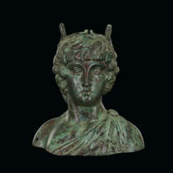 A ROMAN BRONZE BALSAMARIUM IN THE FORM OF ANTINOUS