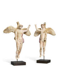 TWO GREEK TERRACOTTA FIGURES OF ZEUS AND GANYMEDE