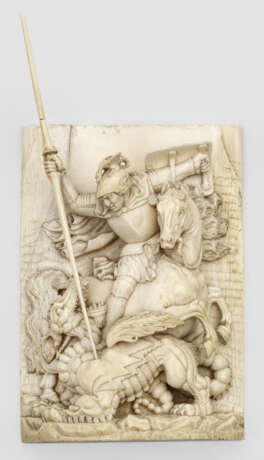 Museale Reliefschnitzerei Hl. Georg im Kampf mit dem Drachen - Foto 1