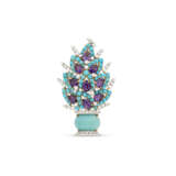 BULGARI TURQUOISE, AMETHYST AND DIAMOND 'GIARDINETTO' BROOCH - photo 1