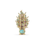 BULGARI TURQUOISE, AMETHYST AND DIAMOND 'GIARDINETTO' BROOCH - photo 3