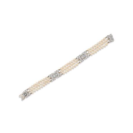 CARTIER ART DECO PEARL AND DIAMOND BRACELET - photo 1