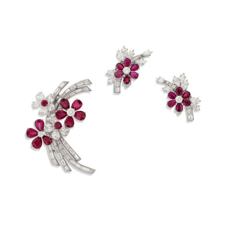 PEDERZANI SET OF RUBY AND DIAMOND JEWELLERY - photo 1