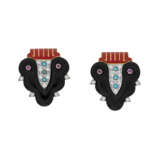 CARTIER PAIR OF ART DECO ENAMEL AND MULTI-GEM CLIP-BROOCHES - фото 1