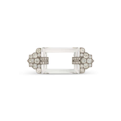 CARTIER ART DECO ROCK CRYSTAL AND DIAMOND BROOCH - Foto 1