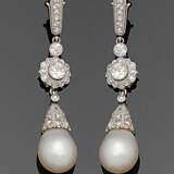 Paar Jugendstil Diamantohrgehänge mit Barockperlen - фото 1