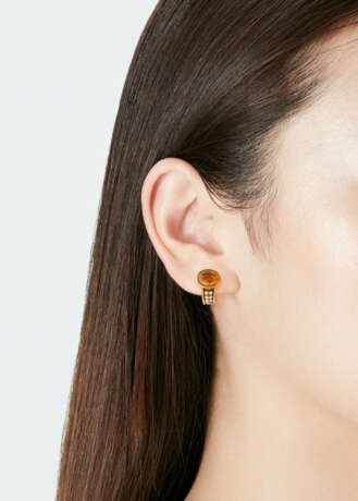 NO RESERVE | BULGARI CITRINE AND DIAMOND EARCLIPS - фото 2