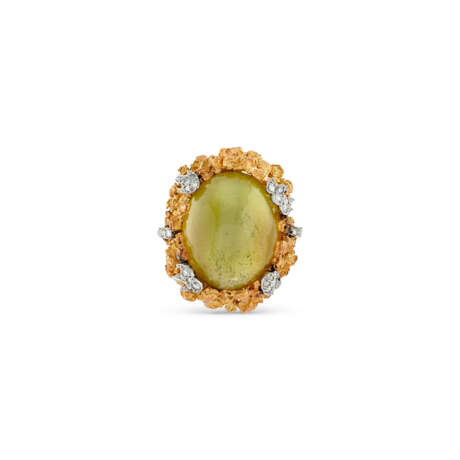 CAT'S EYE CHRYSOBERYL AND DIAMOND RING - photo 2