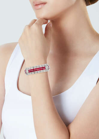 RAYMOND YARD ART DECO RUBY AND DIAMOND BRACELET - photo 2