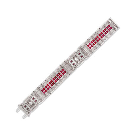 RAYMOND YARD ART DECO RUBY AND DIAMOND BRACELET - photo 3