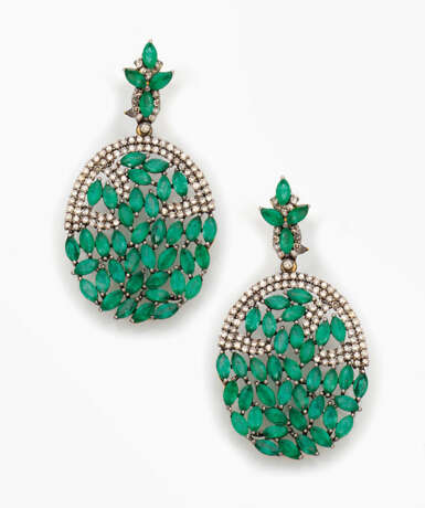 Paar russische Smaragd-Ohrgehänge - фото 1