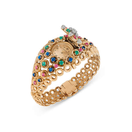 BOUCHERON MID-20TH CENTURY MULTI-GEM BRACELET WATCH - Foto 1