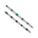 ART DECO TWO SAPPHIRE, STAR SAPPHIRE, EMERALD AND DIAMOND BRACELETS, ATTRIBUTED TO CHAUMET - Foto 3