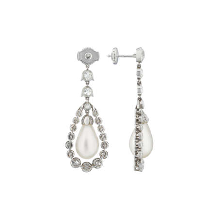 NATURAL PEARL AND DIAMOND EARRINGS - Foto 3