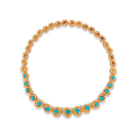 VAN CLEEF & ARPELS MID-20TH CENTURY TURQUOISE AND DIAMOND NECKLACE - photo 1