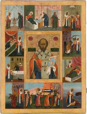 A MONUMENTAL VITA ICON OF ST. NICHOLAS OF MYRA WITH TEN SCENES FROM HIS LIFE - фото 1