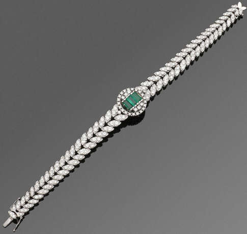 Elegantes Brillant-Smaragdarmband - фото 1