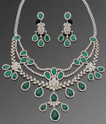 Glamouröses Juwelen-Parure mit Smaragd- und Diamantbesatz