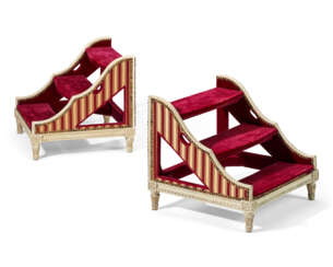 A PAIR OF LOUIS XVI WHITE-PAINTED BEDSTEPS