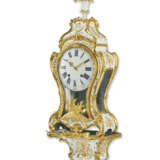 A LOUIS XV ORMOLU-MOUNTED WHITE ENAMELED AND GOLD FOIL CARTEL CLOCK - фото 1