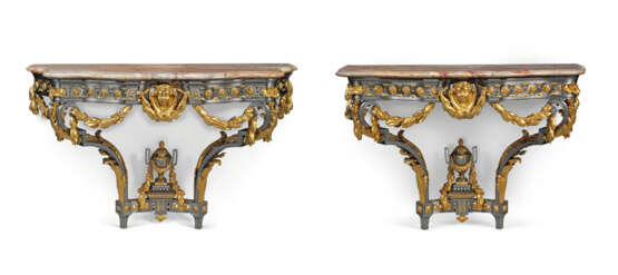 A PAIR OF LATE LOUIS XV ORMOLU AND `ACIER POLI` CONSOLES - photo 4