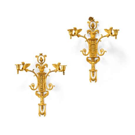 A PAIR OF RUSSIAN ORMOLU TWO-BRANCH WALL-LIGHTS - фото 1