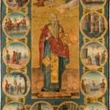A LARGE ICON SHOWING ST. HARALAMBIUS WITH TWELVE SCENES FROM HIS LIFE AND MARTYRDOM - photo 1