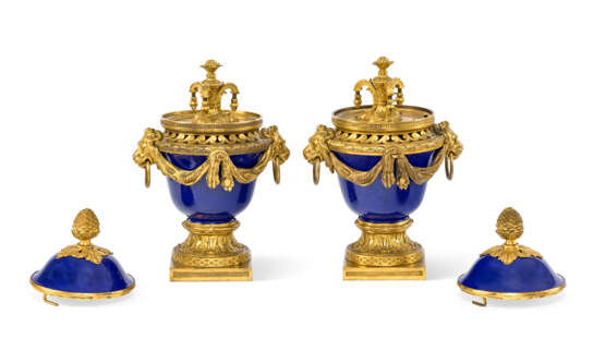 A PAIR OF LATE LOUIS XV ORMOLU-MOUNTED S&#200;VRES PORCELAIN VASES-CLOCHES `DULAC` - фото 4