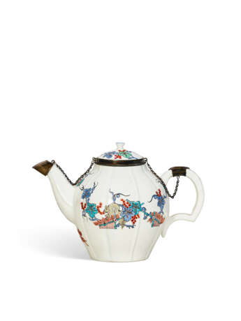 A SILVER-MOUNTED CHANTILLY PORCELAIN KAKIEMON MELON-FORM TEAPOT AND COVER - photo 1