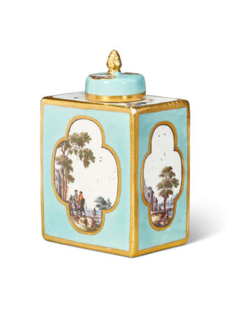 A MEISSEN PORCELAIN `SELADON`-GROUND TEA CADDY AND COVER - Foto 3