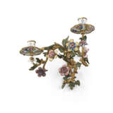 A NEAR PAIR OF AUSTRIAN ORMOLU AND ENAMEL TWO-BRANCH WALL-LIGHTS - photo 2