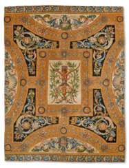 A ROYAL LOUIS XIV SAVONNERIE CARPET FRAGMENT