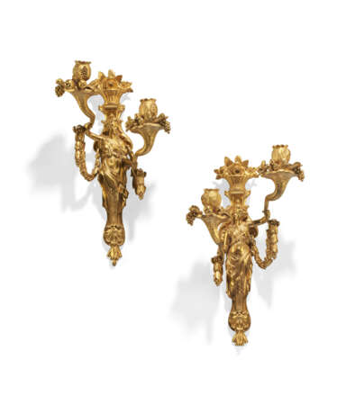 A PAIR OF LATE LOUIS XV ORMOLU TWO-BRANCH WALL-LIGHTS - photo 1