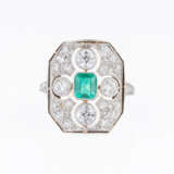 Jugendstil Smaragd-Diamant Ring. - Foto 1