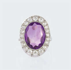 Art-déco Amethyst-Diamant Ring.